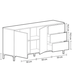 Mueble Aparador Nabur Roble Canadian y Blanco Artik 154 cm (Ancho) x 74 cm (Alto) x 41 cm (Fondo)