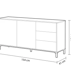 Mueble Aparador Nabur Roble Canadian y Blanco Artik 154 cm (Ancho) x 74 cm (Alto) x 41 cm (Fondo)