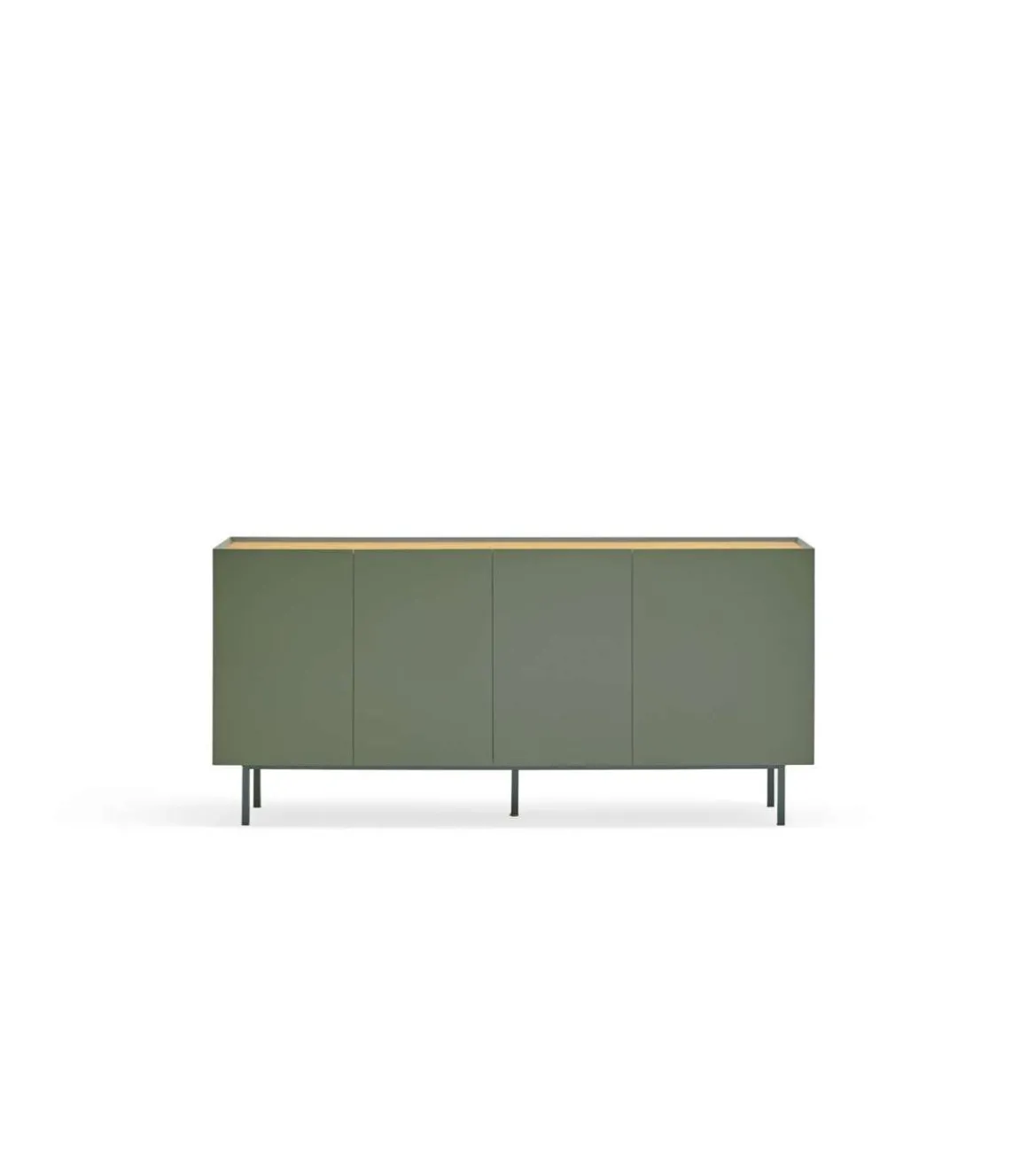 Mueble aparador para comedor modelo Arista 4 puertas acabado verde, 40cm(ancho) 78cm(alto) 165cm (largo)
