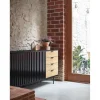 Mueble aparador para comedor modelo Sierra 2 puertas 4 cajones acabado negro/roble, 47cm(ancho) 79.6cm(alto) 159.5cm (largo)
