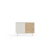 Mueble aparador para comedor modelo Sierra 1 puerta 4 cajones acabado blanco/roble, 47cm(ancho) 79.6cm(alto) 159.5cm (largo)