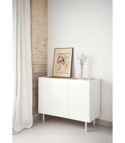 Mueble aparador para comedor modelo Arista 3 puertas acabado blanco, 40cm(ancho) 85cm(alto) 110cm (largo)