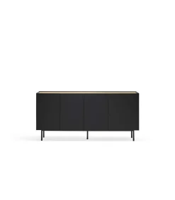 Mueble aparador para comedor modelo Arista 4 puertas acabado negro, 40cm(ancho) 78cm(alto) 165cm (largo)