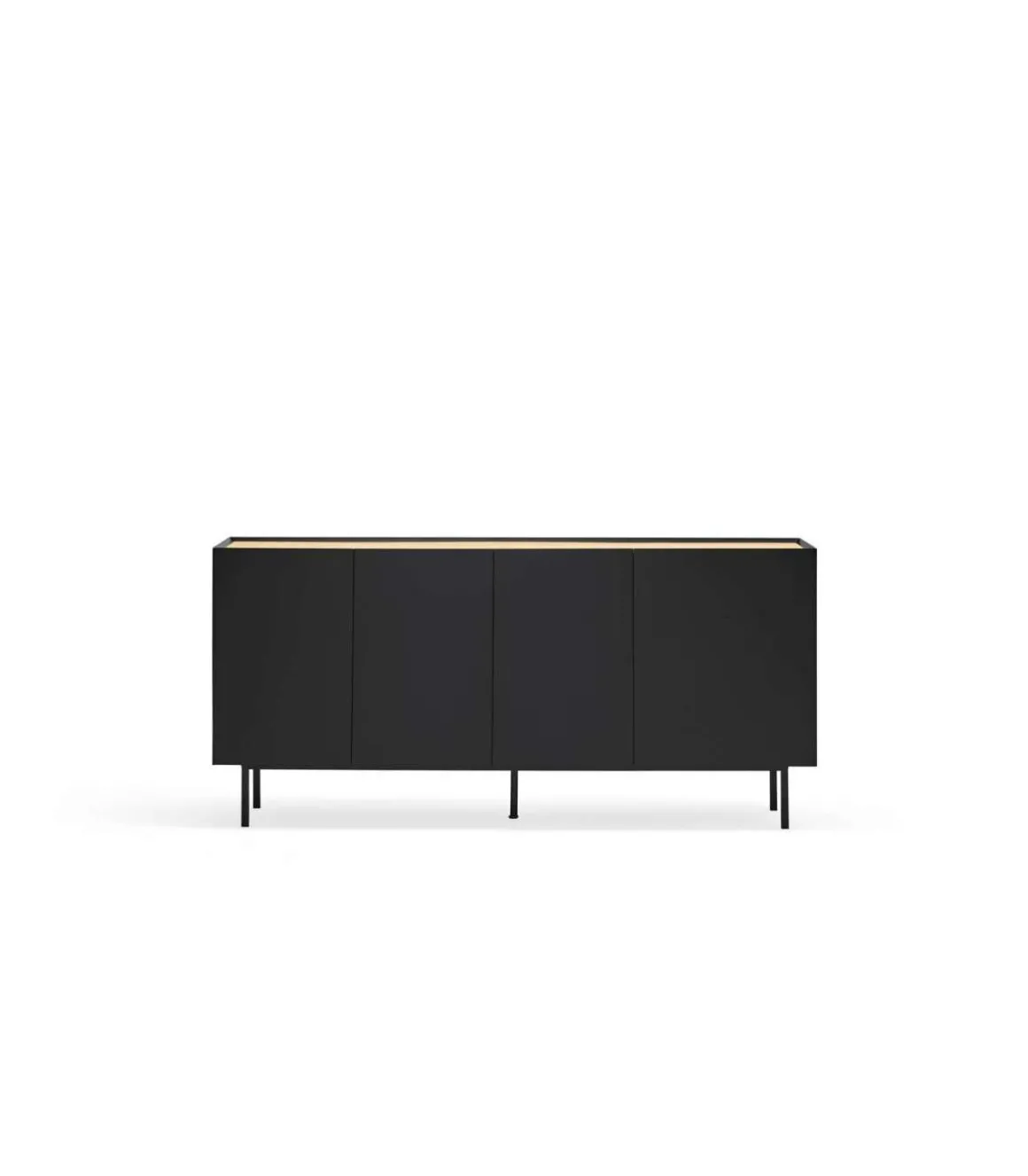 Mueble aparador para comedor modelo Arista 4 puertas acabado negro, 40cm(ancho) 78cm(alto) 165cm (largo)