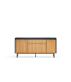 Mueble aparador para comedor modelo Arista 4 puertas acabado negro, 40cm(ancho) 78cm(alto) 165cm (largo)