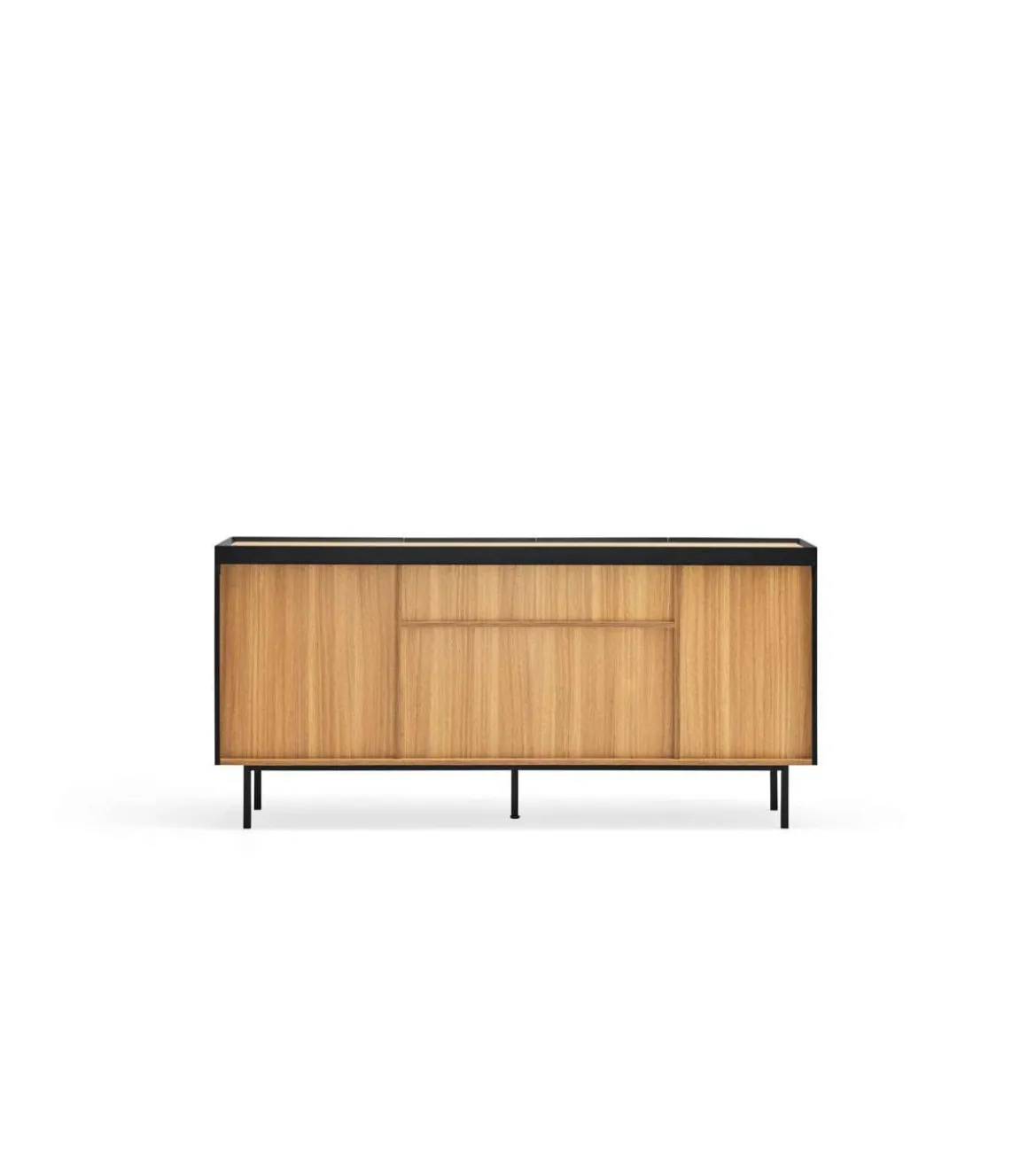 Mueble aparador para comedor modelo Arista 4 puertas acabado negro, 40cm(ancho) 78cm(alto) 165cm (largo)