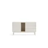 Mueble aparador para comedor modelo Corvo 1 puerta 3 cajones acabado crema, 136.8cm(ancho) 76cm(alto) 40cm (fondo)