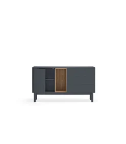 Mueble aparador para comedor modelo Corvo 1 puerta 3 cajones acabado antracita, 136.8cm(ancho) 76cm(alto) 40cm (fondo)