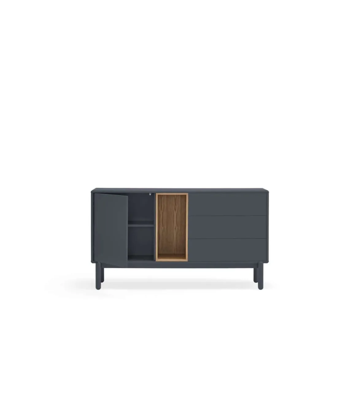 Mueble aparador para comedor modelo Corvo 1 puerta 3 cajones acabado antracita, 136.8cm(ancho) 76cm(alto) 40cm (fondo)