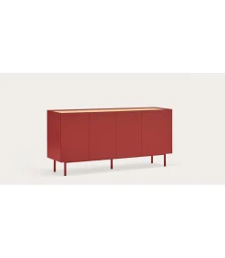 Mueble aparador para comedor modelo Arista 4 puertas acabado burdeos, 40cm(ancho) 78cm(alto) 165cm (largo)