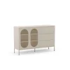 Mueble aparador 2 puertas 2 cajones modelo Dora acabado metal crema, 140cm(ancho) 90cm(alto) 40cm (largo)
