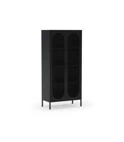 Mueble auxiliar alto 2 puertas abatibles modelo Dora acabado metal negro. 170cm(alto) 80cm (ancho) 40cm(prof.)