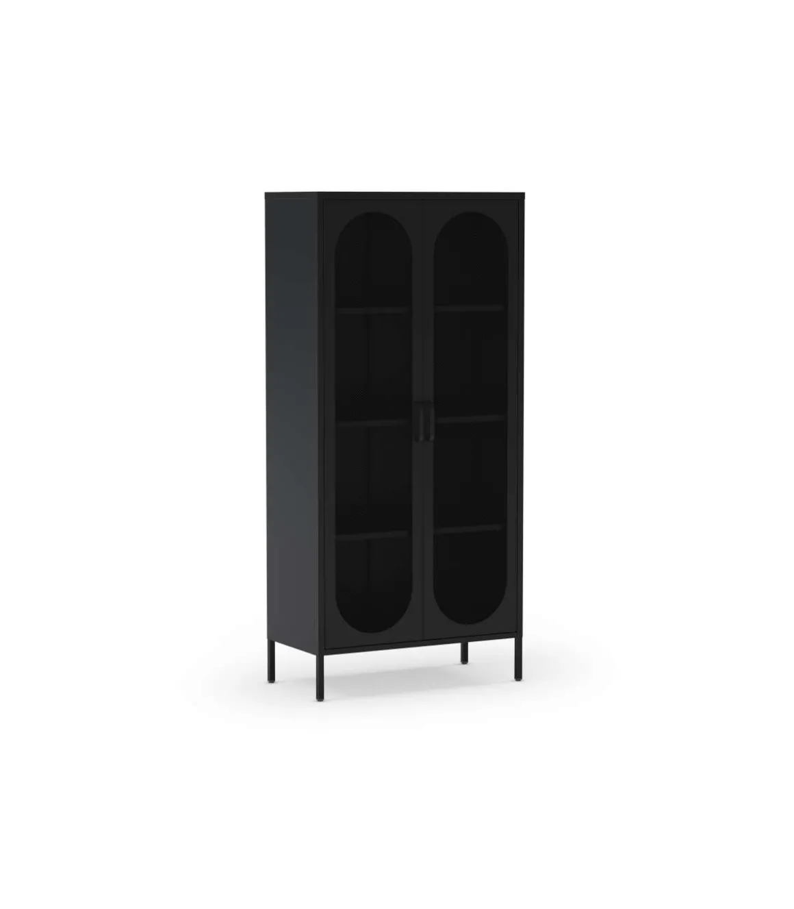 Mueble auxiliar alto 2 puertas abatibles modelo Dora acabado metal negro. 170cm(alto) 80cm (ancho) 40cm(prof.)