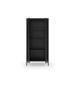 Mueble auxiliar alto 2 puertas abatibles modelo Dora acabado metal negro. 170cm(alto) 80cm (ancho) 40cm(prof.)
