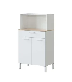 Mueble auxiliar María para microondas un cajón y dos puertas en acabado blanco 126 cm (alto) 72 cm (ancho) 40 cm(largo)