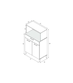 Mueble auxiliar María para microondas un cajón y dos puertas en acabado blanco 126 cm (alto) 72 cm (ancho) 40 cm(largo)