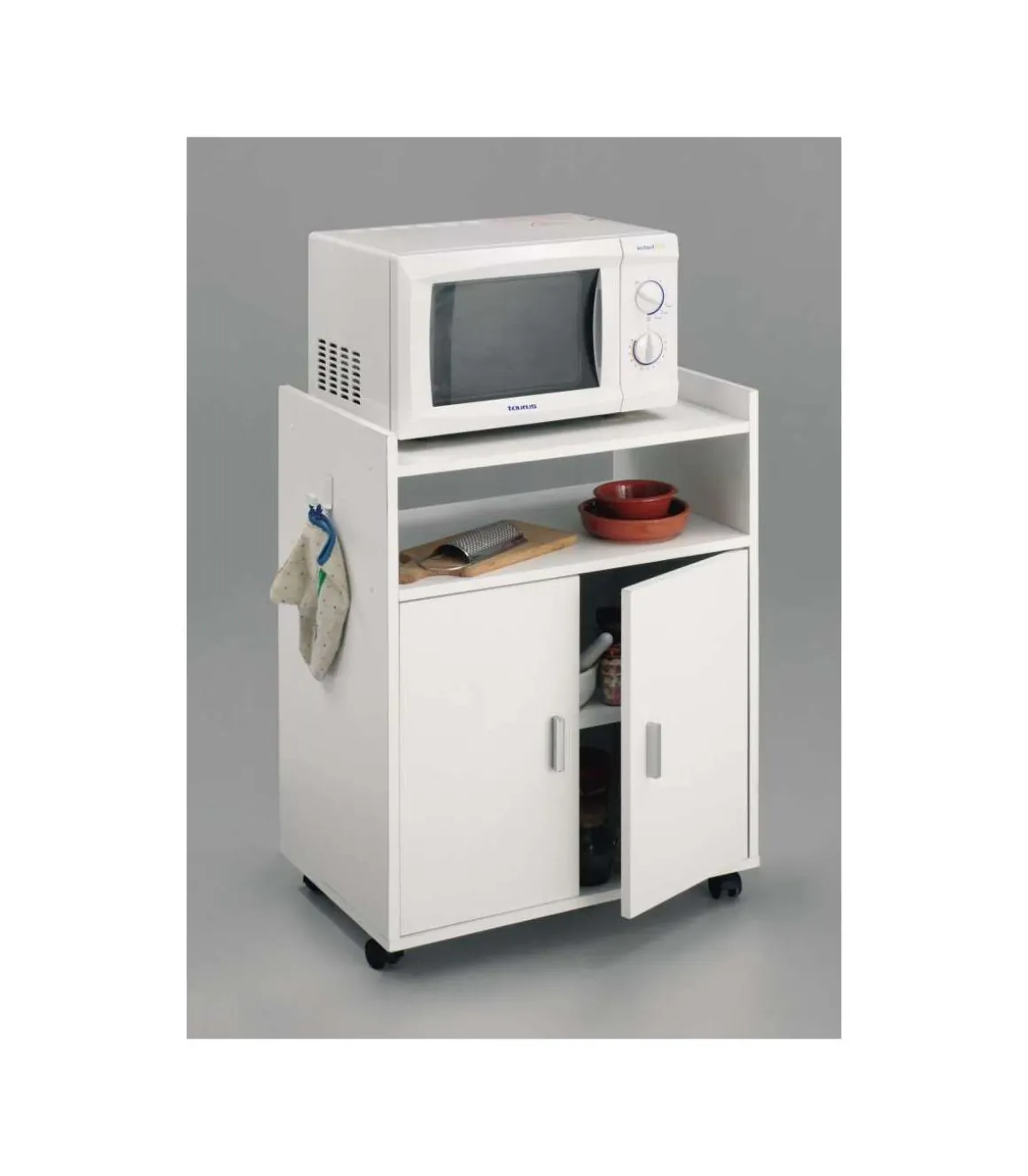 Mueble auxiliar microondas en acabado color blanco, 79,5 cm(alto)60 cm(ancho)40 cm(largo)