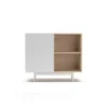 Mueble auxiliar modelo 601-2 acabado en roble/blanco. 78 cm (alto) x 90 cm (ancho) x 34 cm (prof.)