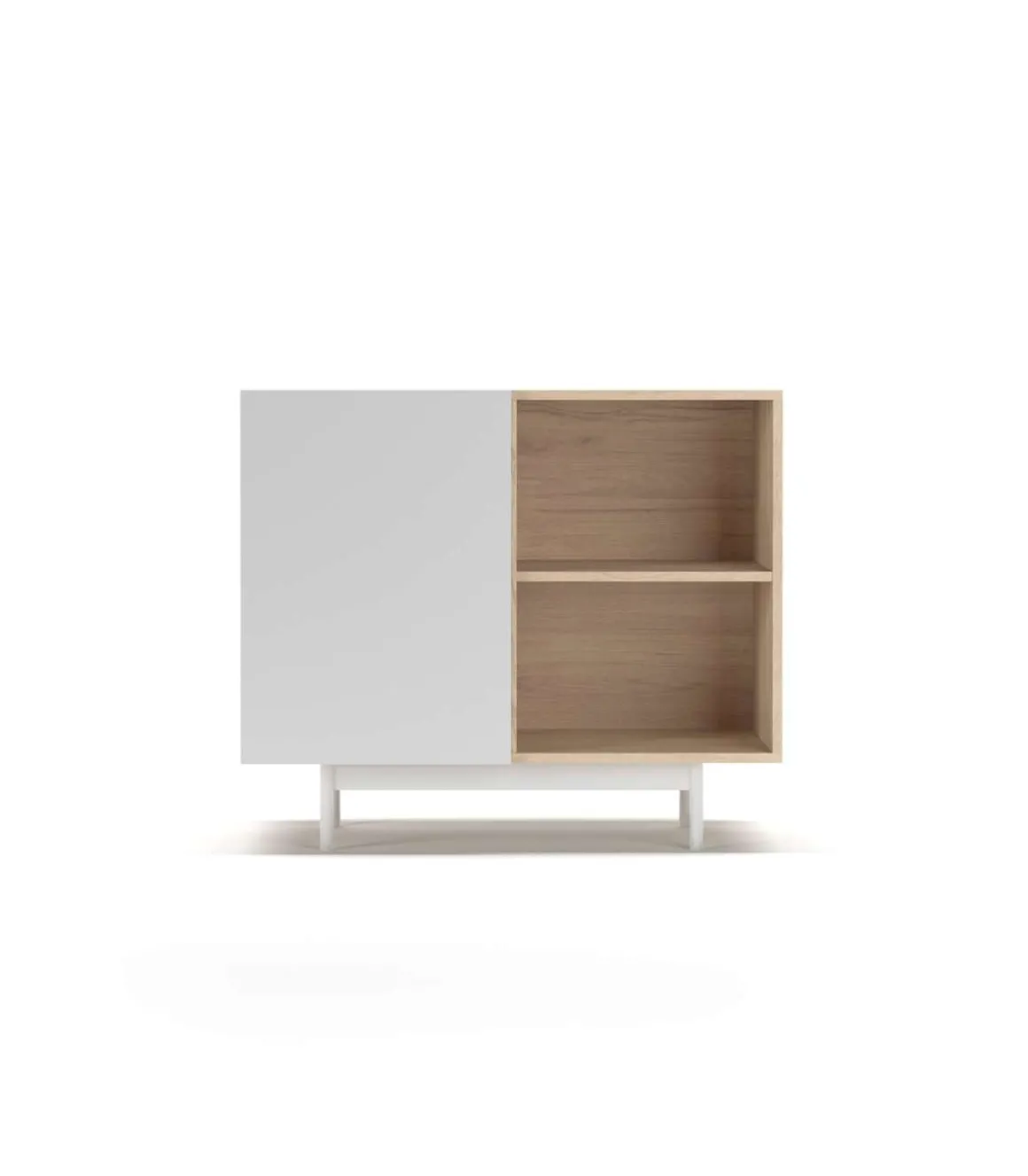Mueble auxiliar modelo 601-2 acabado en roble/blanco. 78 cm (alto) x 90 cm (ancho) x 34 cm (prof.)