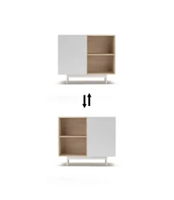 Mueble auxiliar modelo 601-2 acabado en roble/blanco. 78 cm (alto) x 90 cm (ancho) x 34 cm (prof.)