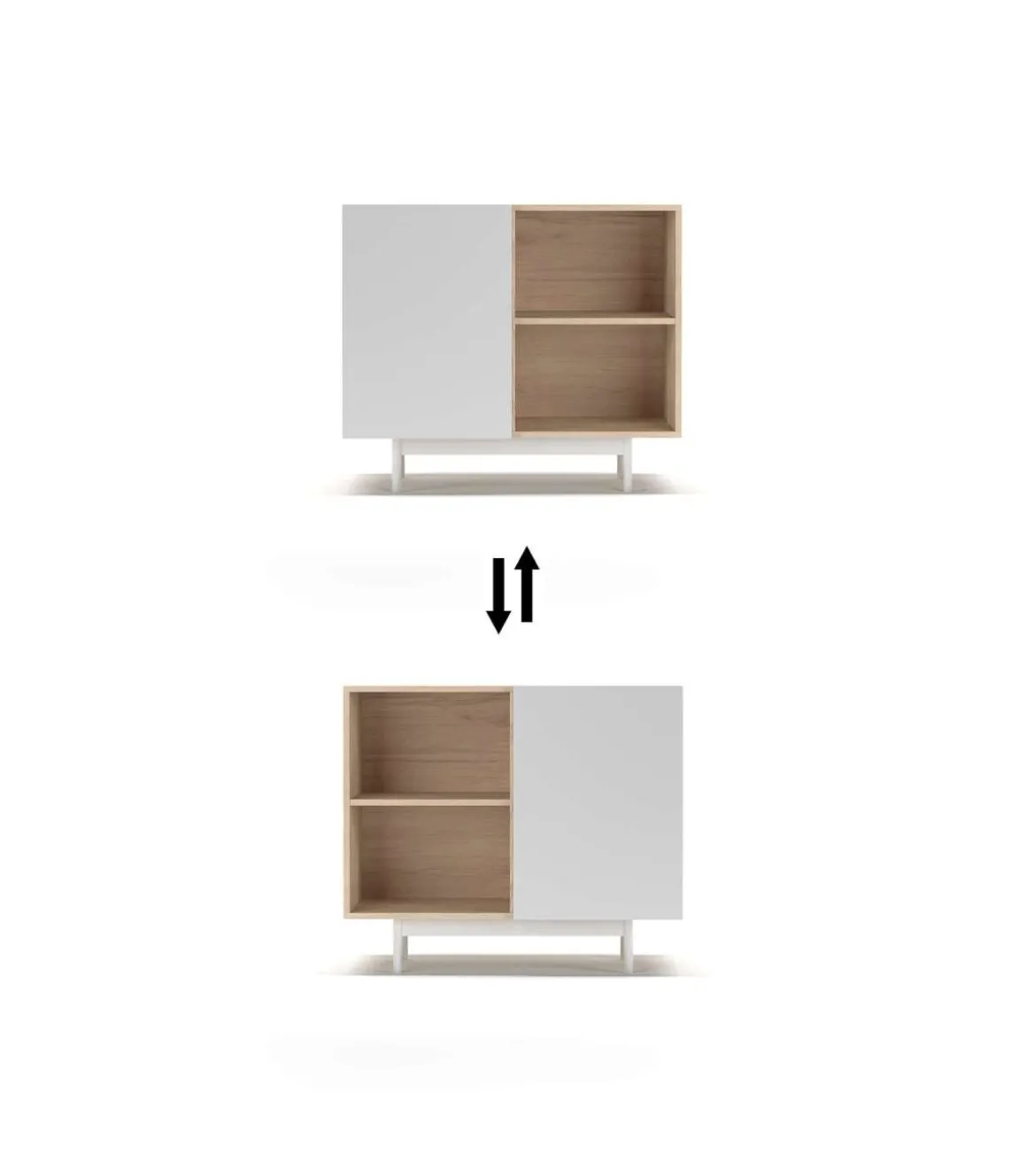 Mueble auxiliar modelo 601-2 acabado en roble/blanco. 78 cm (alto) x 90 cm (ancho) x 34 cm (prof.)