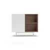 Mueble auxiliar modelo 601-2 acabado en nogal/blanco. 78 cm (alto) x 90 cm (ancho) x 34 cm (prof.)