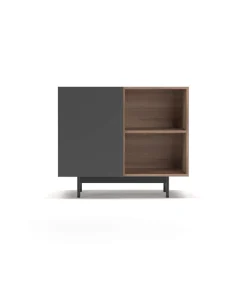 Mueble auxiliar modelo 601-2 acabado en nogal/grafito. 78 cm (alto) x 90 cm (ancho) x 34 cm (prof.)