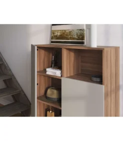 Mueble auxiliar modelo-602-1 acabado roble/arena, 110 cm (alto) x 90 cm (ancho) x 34 cm (prof.)