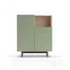 Mueble auxiliar modelo-602-1 acabado roble/verde, 110 cm (alto) x 90 cm (ancho) x 34 cm (prof.)