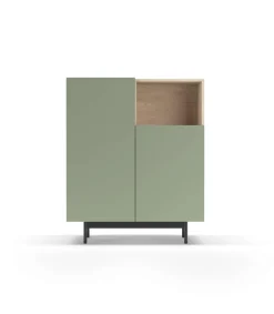Mueble auxiliar modelo-602-1 acabado roble/verde, 110 cm (alto) x 90 cm (ancho) x 34 cm (prof.)