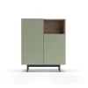Mueble auxiliar modelo-602-1 acabado nogal/verde, 110 cm (alto) x 90 cm (ancho) x 34 cm (prof.)
