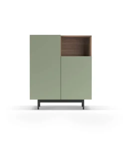 Mueble auxiliar modelo-602-1 acabado nogal/verde, 110 cm (alto) x 90 cm (ancho) x 34 cm (prof.)