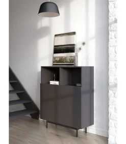 Mueble auxiliar modelo 602-2 acabado en grafito. 110 cm (alto) x 90 cm (ancho) x 34 cm (prof.)
