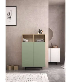Mueble auxiliar modelo 603-1 acabado roble/verde, 110 x 90 x 34 (alto x ancho x fondo)