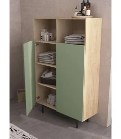 Mueble auxiliar modelo 603-1 acabado roble/verde, 110 x 90 x 34 (alto x ancho x fondo)