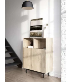Mueble auxiliar modelo-602-2 acabado roble, 110 cm (alto) x 90 cm (ancho) x 34 cm (prof.)