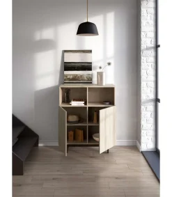 Mueble auxiliar modelo-602-2 acabado roble, 110 cm (alto) x 90 cm (ancho) x 34 cm (prof.)