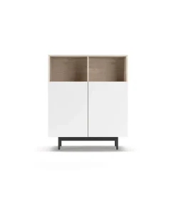 Mueble auxiliar modelo-602-2 acabado roble/blanco, 110 cm (alto) x 90 cm (ancho) x 34 cm (prof.)