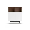 Mueble auxiliar modelo-602-2 acabado nogal/blanco, 110 cm (alto) x 90 cm (ancho) x 34 cm (prof.)