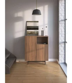 Mueble auxiliar modelo 602-1 acabado nogal, 110 x 90 x 34 (alto x ancho x fondo)