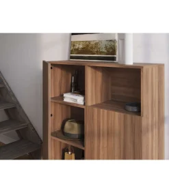 Mueble auxiliar modelo 602-1 acabado nogal, 110 x 90 x 34 (alto x ancho x fondo)