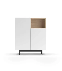 Mueble auxiliar modelo-602-1 acabado roble/blanco, 110 cm (alto) x 90 cm (ancho) x 34 cm (prof.)
