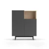 Mueble auxiliar modelo-602-1 acabado roble/grafito, 110 cm (alto) x 90 cm (ancho) x 34 cm (prof.)