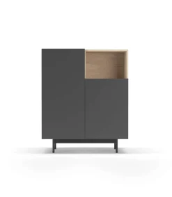 Mueble auxiliar modelo-602-1 acabado roble/grafito, 110 cm (alto) x 90 cm (ancho) x 34 cm (prof.)