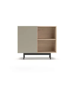 Mueble auxiliar modelo 601-2 acabado en roble/arena. 78 cm (alto) x 90 cm (ancho) x 34 cm (prof.)