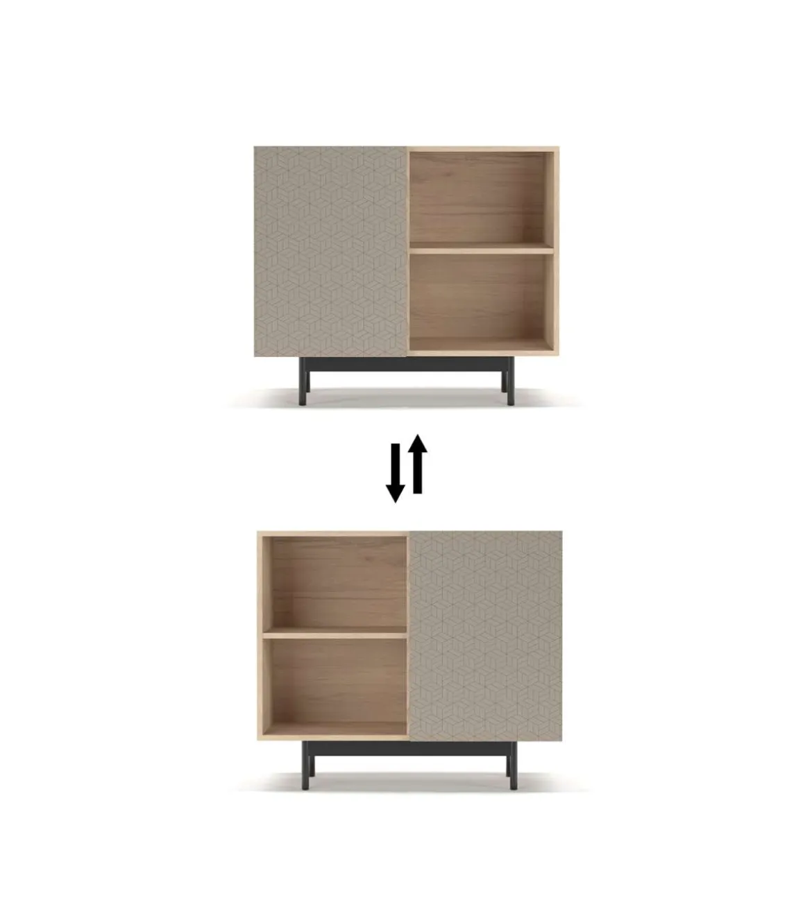 Mueble auxiliar modelo 601-2 acabado en roble/arena. 78 cm (alto) x 90 cm (ancho) x 34 cm (prof.)