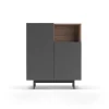 Mueble auxiliar modelo-602-1 acabado nogal/grafito, 110 cm (alto) x 90 cm (ancho) x 34 cm (prof.)