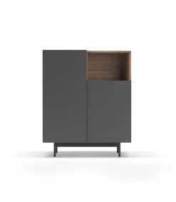 Mueble auxiliar modelo-602-1 acabado nogal/grafito, 110 cm (alto) x 90 cm (ancho) x 34 cm (prof.)
