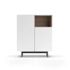 Mueble auxiliar modelo-602-1 acabado nogal/blanco, 110 cm (alto) x 90 cm (ancho) x 34 cm (prof.)