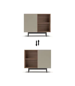 Mueble auxiliar modelo 601-2 acabado en nogal/arena. 78 cm (alto) x 90 cm (ancho) x 34 cm (prof.)